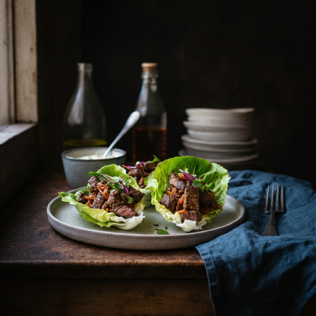 Mediterranean Spiced Beef Lettuce Wraps